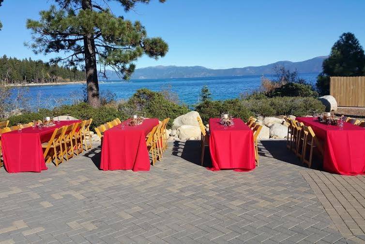 Outdoor reception setup by the water