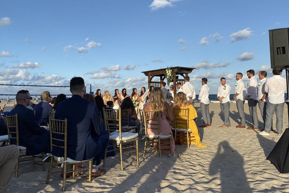 Beach wedding ceremony