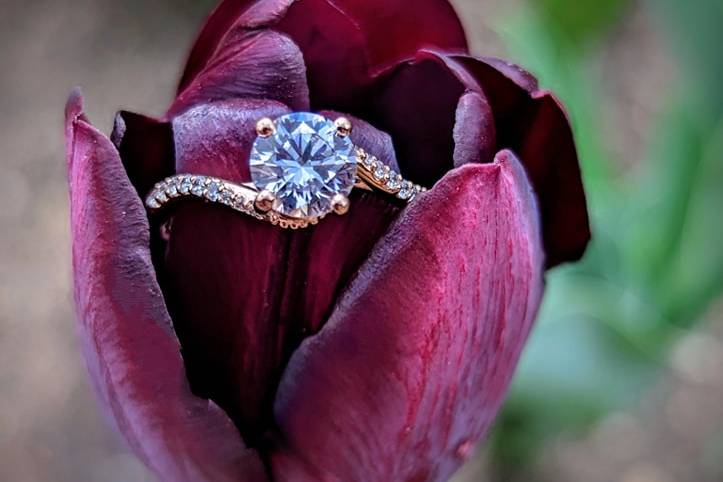 Rose gold engagement Ring.