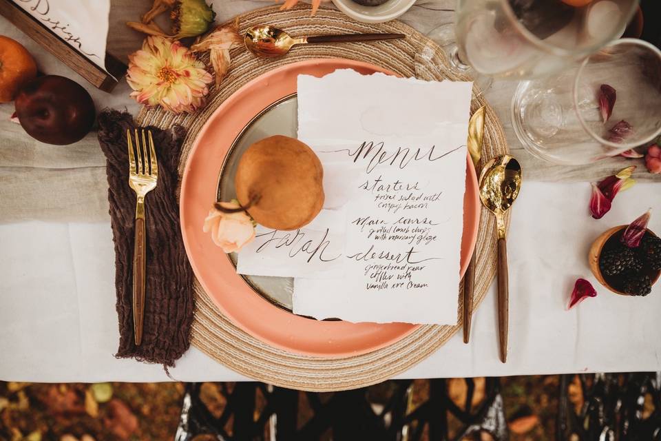 Place setting fruit