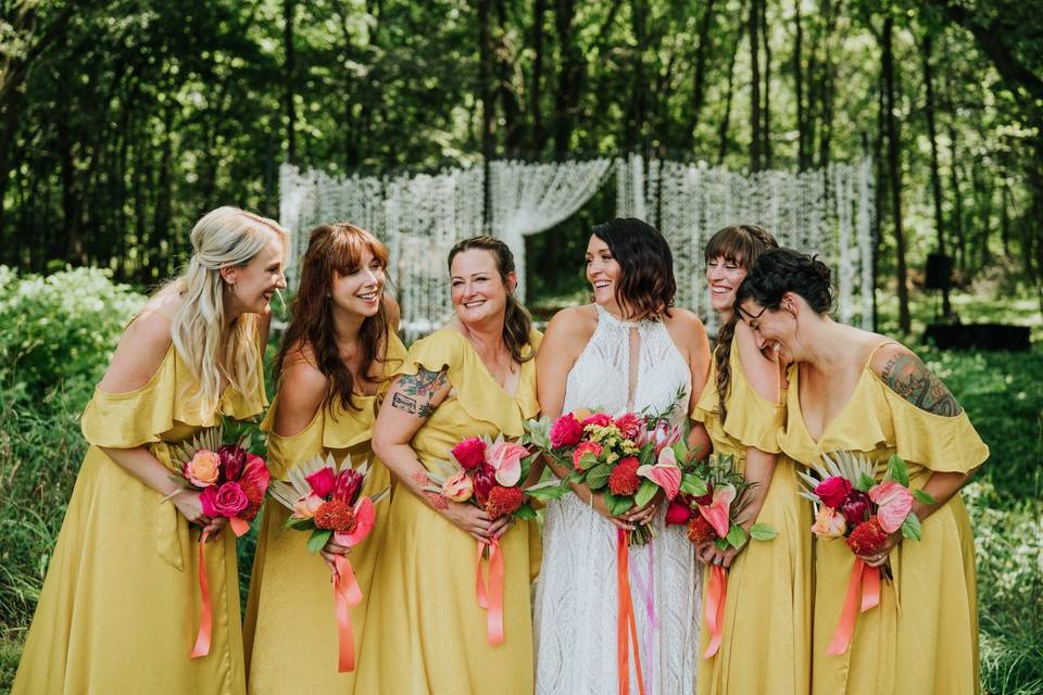 Tropical bridal party