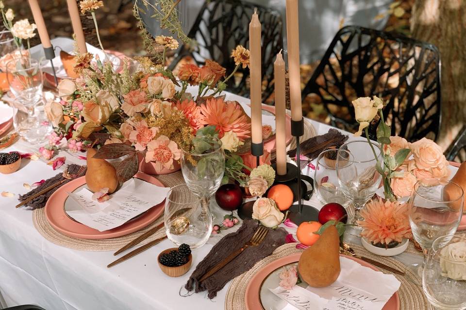 Fruit Tablescape coral peach