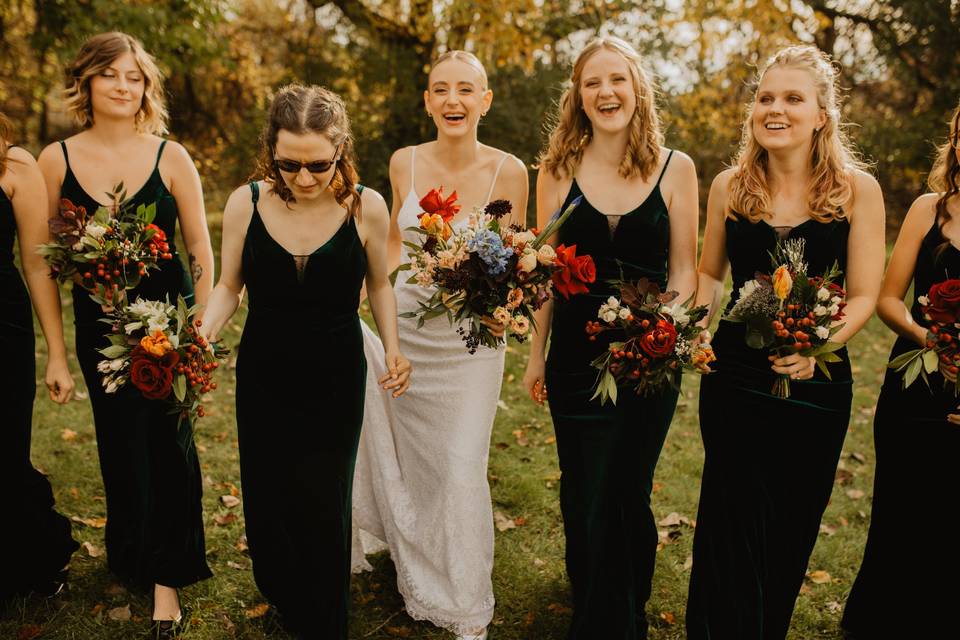 Dark bridal party