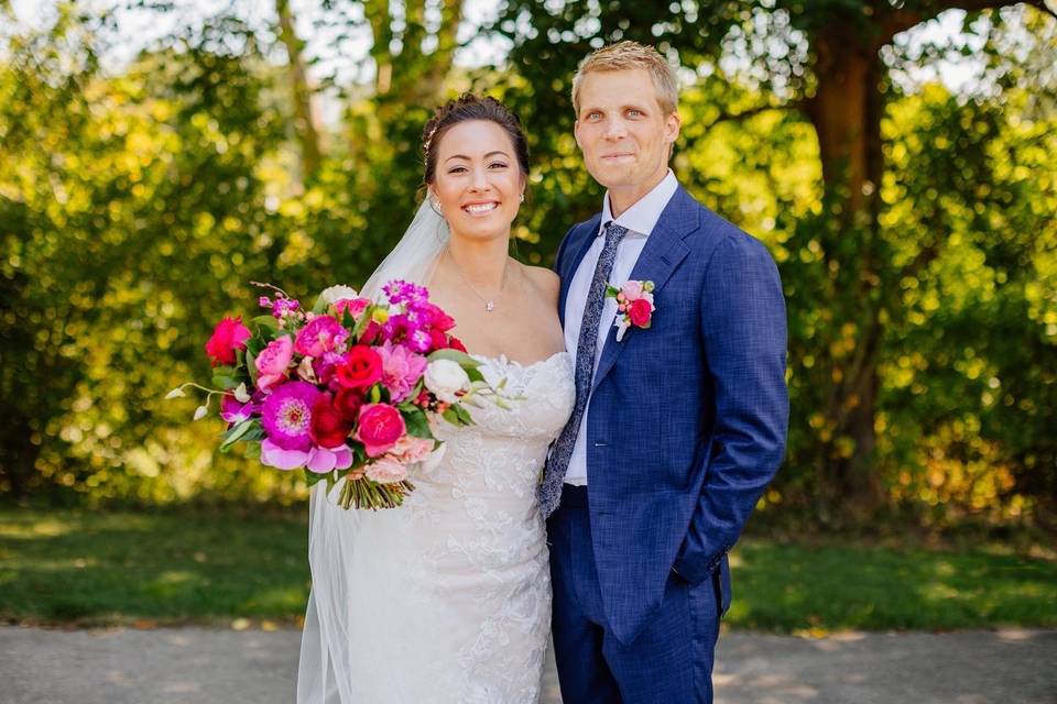 Bright pink wedding