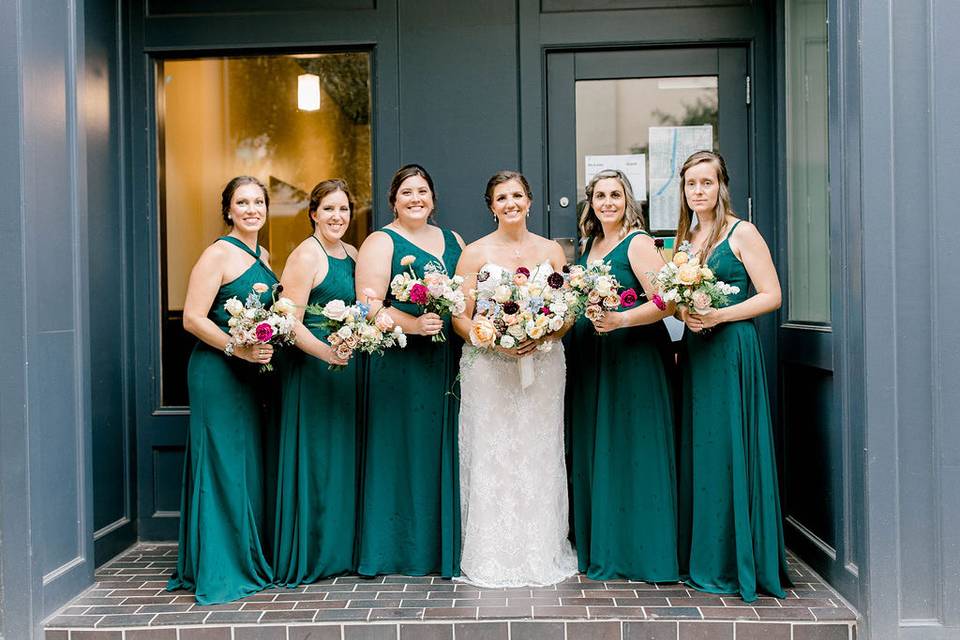 Emerald bridal party