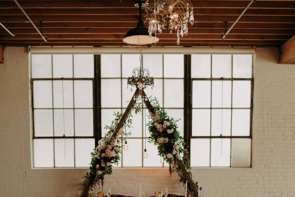 Head table backdrop idea