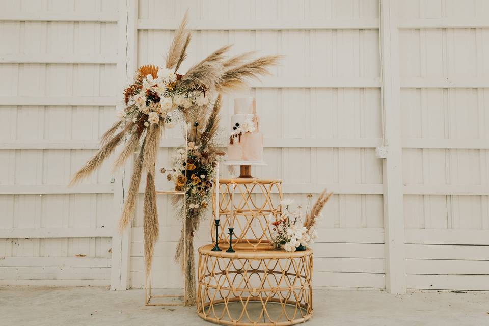 Boho cake display