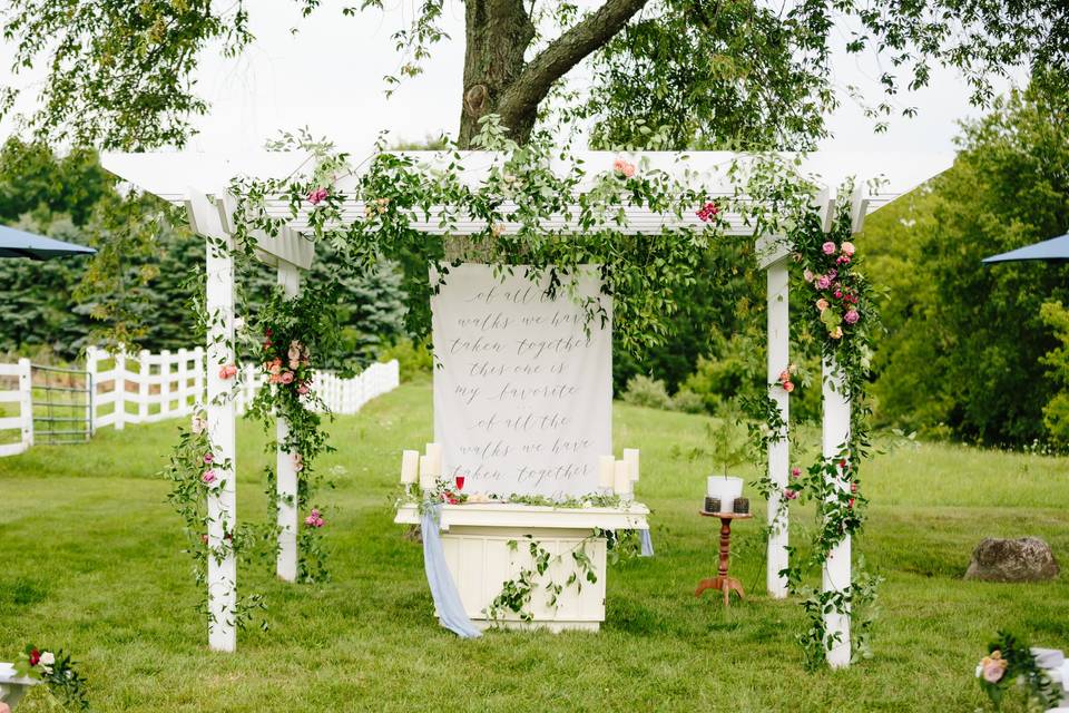 Garden arbor vines