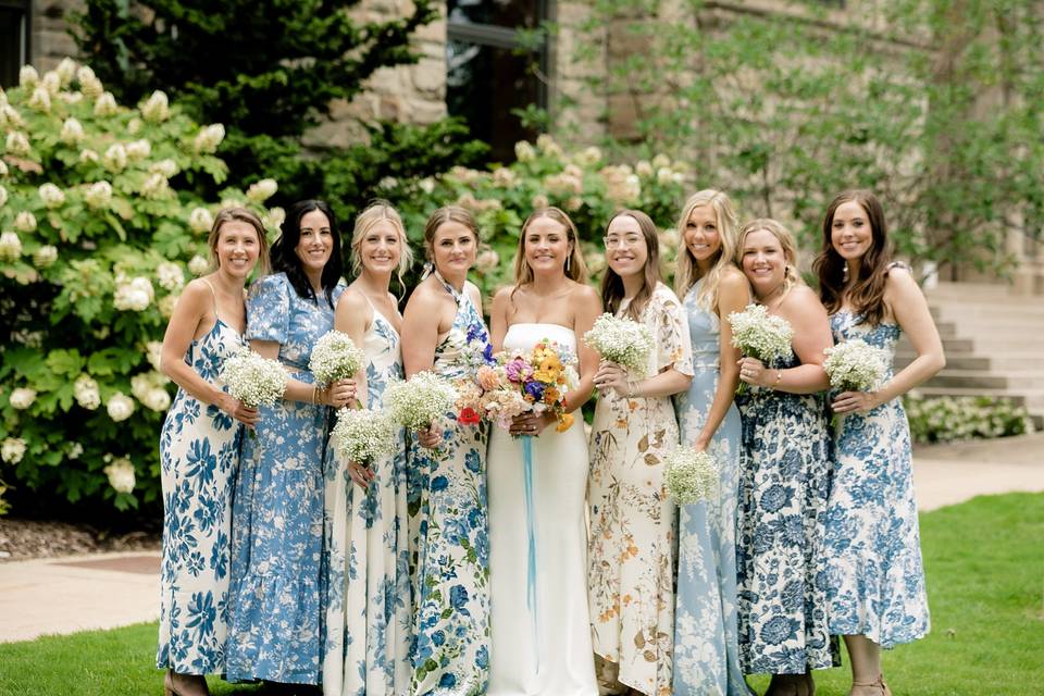 Touch of blue bridal party