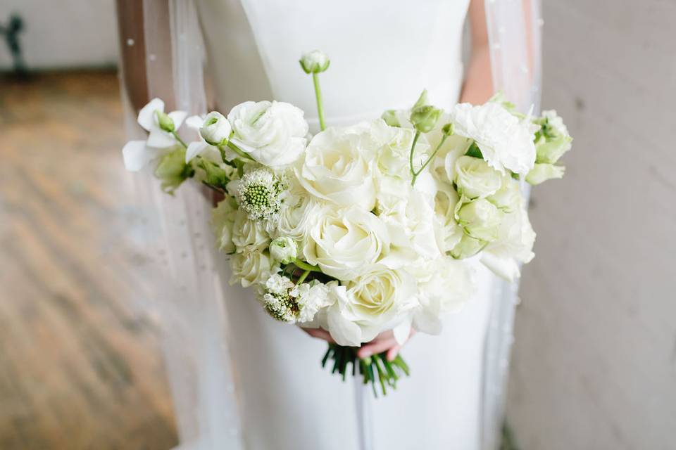 All white bride's bouquet