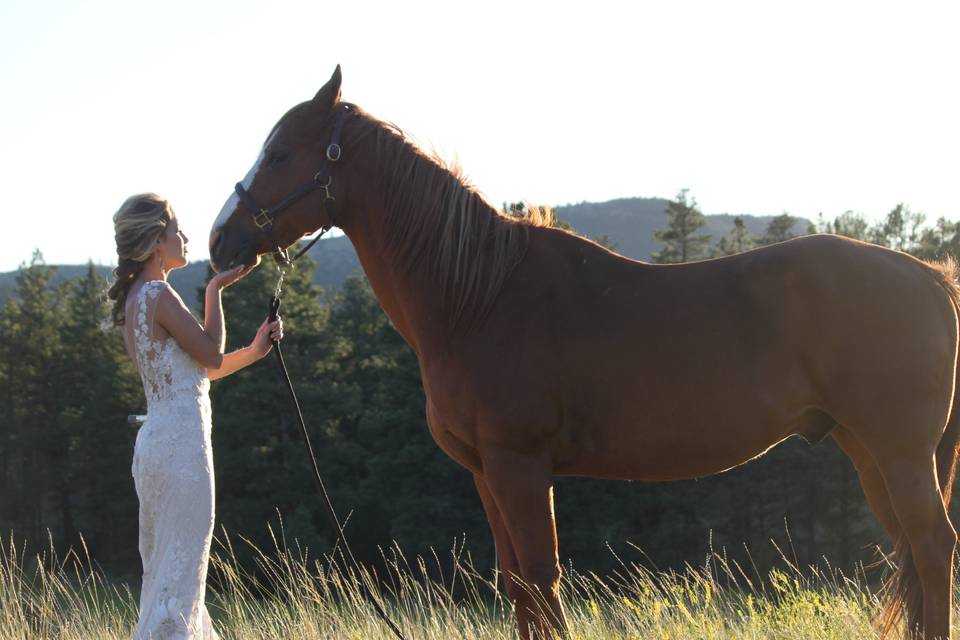 Wedding party in a field