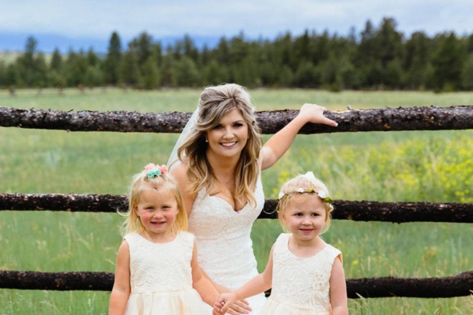 The bride with her flower girls