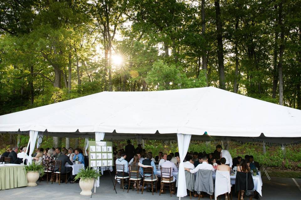 Outdoor tent dinner reception
