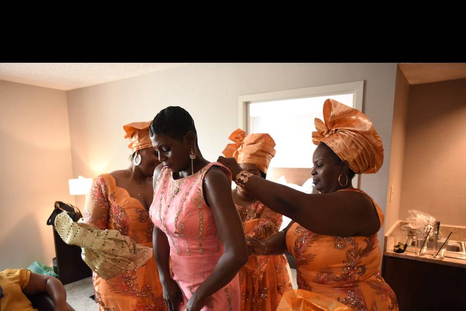 Bride Getting dressed