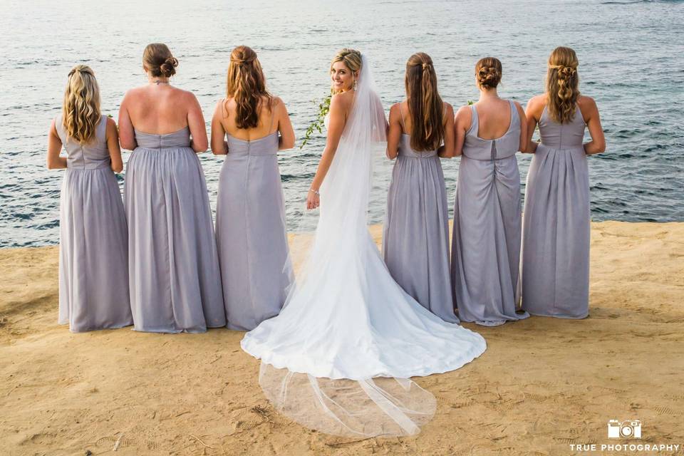 The bride with her bridesmaids