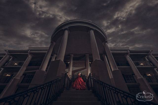 Kissing under a dramatic sky