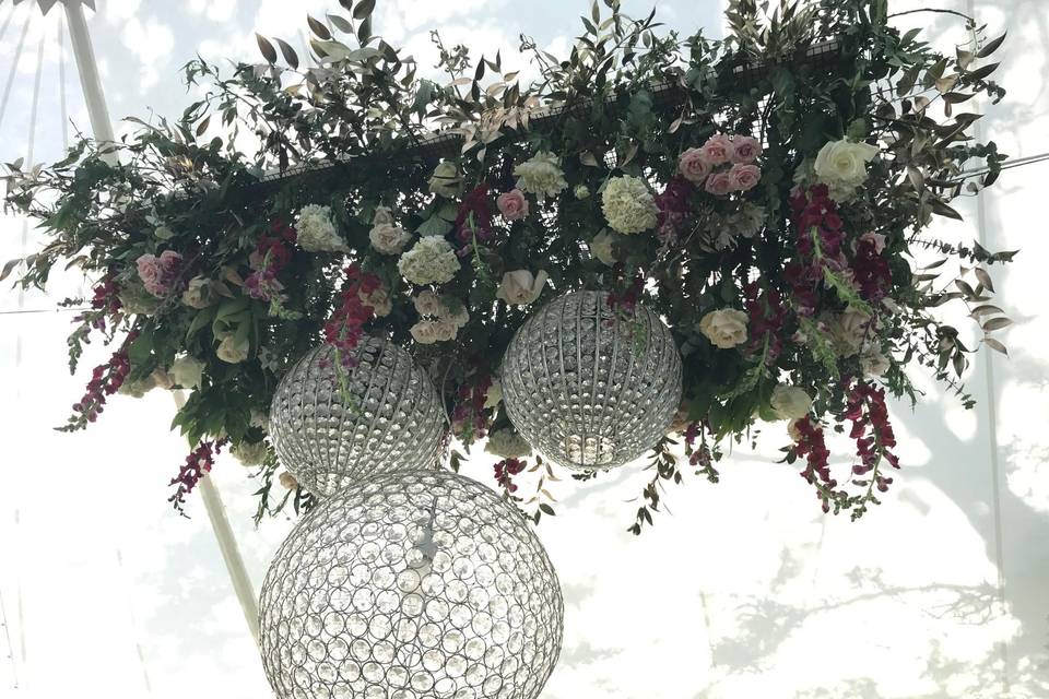 Floral Chandelier in tent