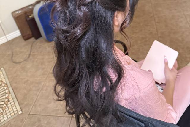 Half up voluminous waterfall