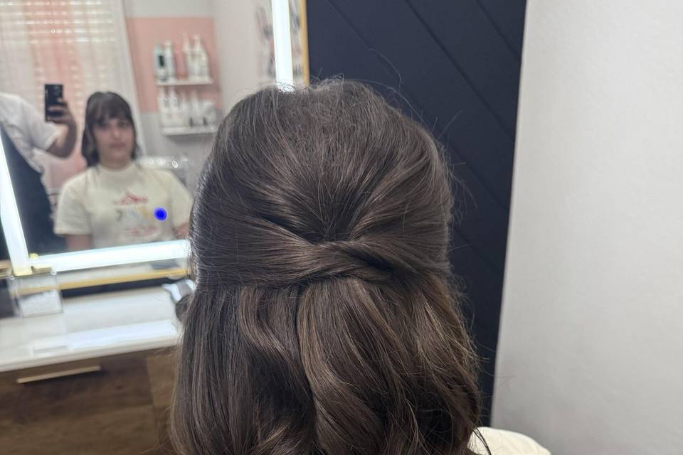 Textured half up style