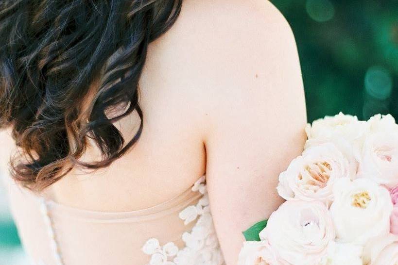 The bride holding her bouquet