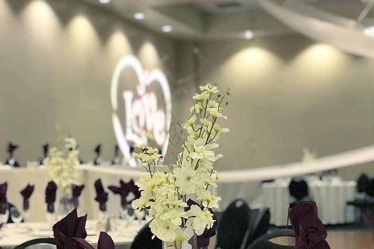 Table setup with centerpiece