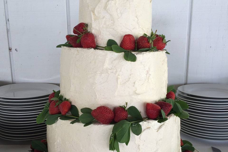 3-tier strawberry wedding cake