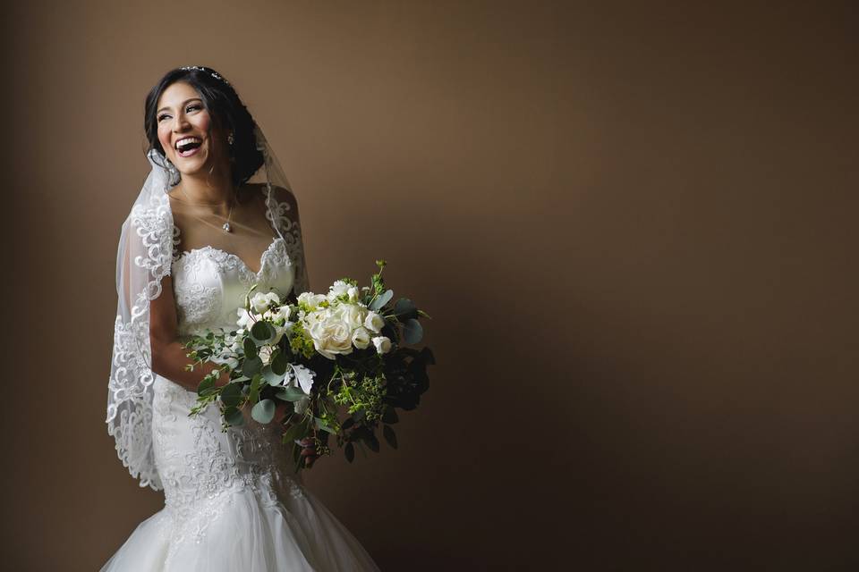 Bride with bouquet