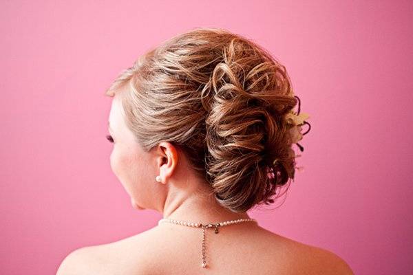 Taken in the Bride's childhood bedroom as she go ready...had to capture the amazing up-do.