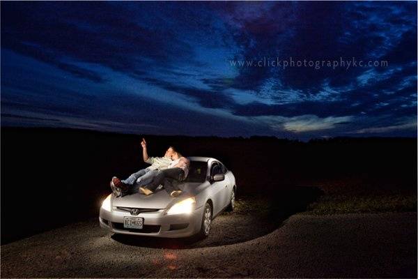 From the engagement session...and fantastic night shot showing off something special our clients do with one another.