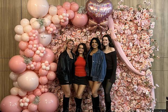 Pink flower wall backdrop