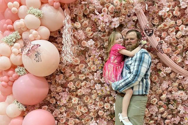 Pink flower wall backdrop