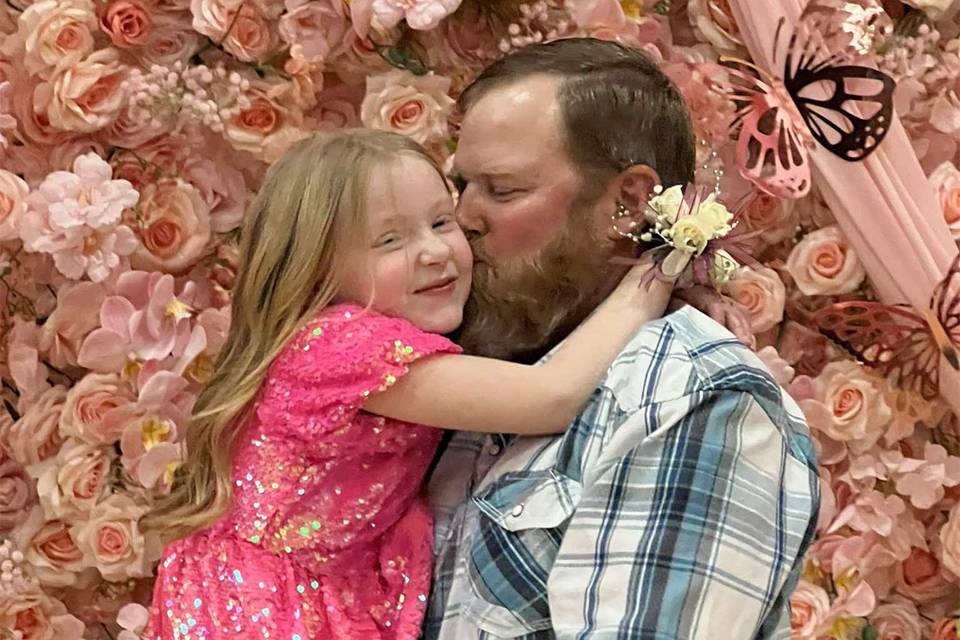 Pink flower wall backdrop