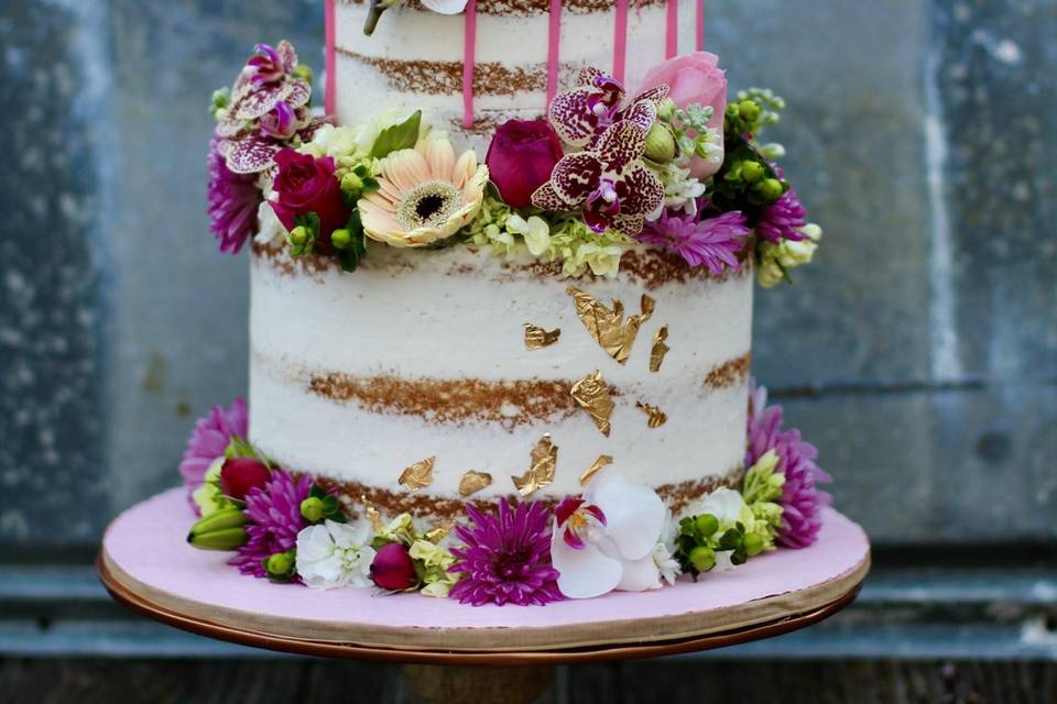 Semi Naked Cake with Edible Gold Leif