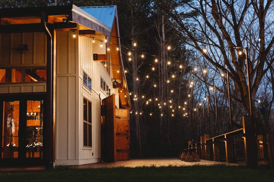 Bistro lights on our patio