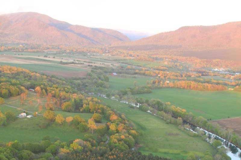 Aerial view of the river and grounds