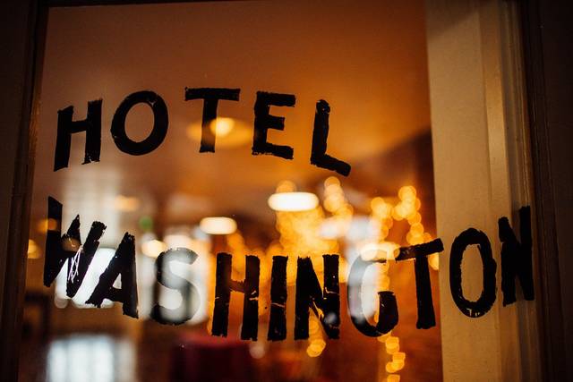 Hotel Washington doors lead into The Vintage Grand Room.