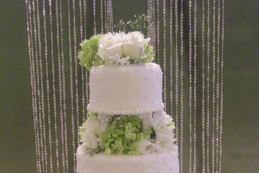 Elegant floral design three-tier cake
