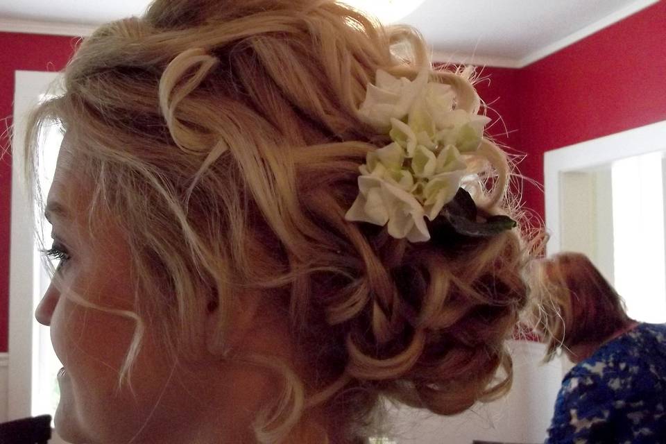Updo with flower