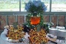 we make wondeful fruit kabobs as well as a tall pineapple fruit tree for weddings!