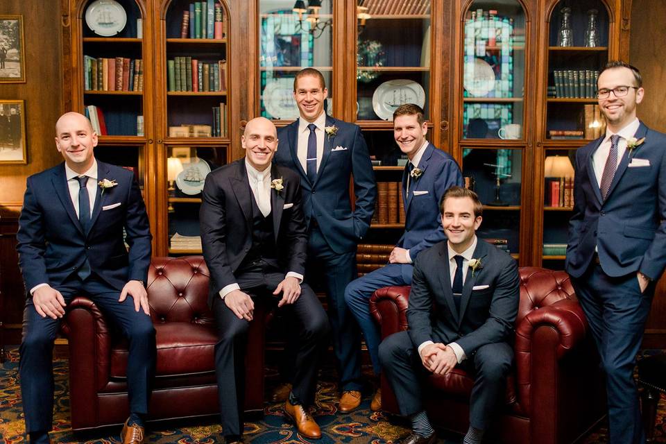 Groomsman in the library