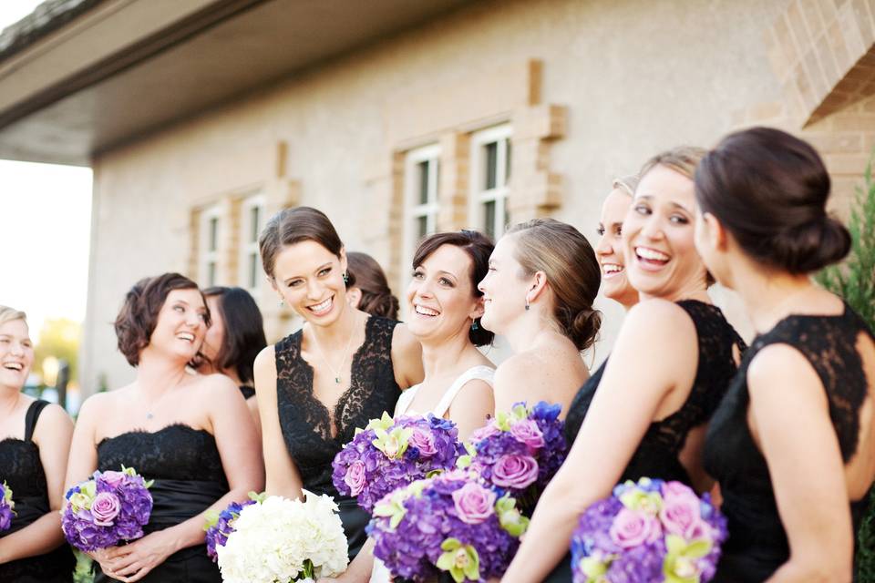 Bride with bridesmaids