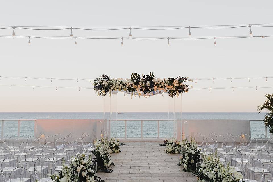 Ceremony on oceanfront terrace