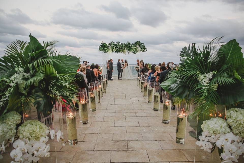 Ceremony on oceanfront terrace