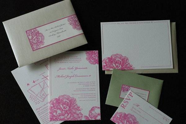 letterpress peony suite