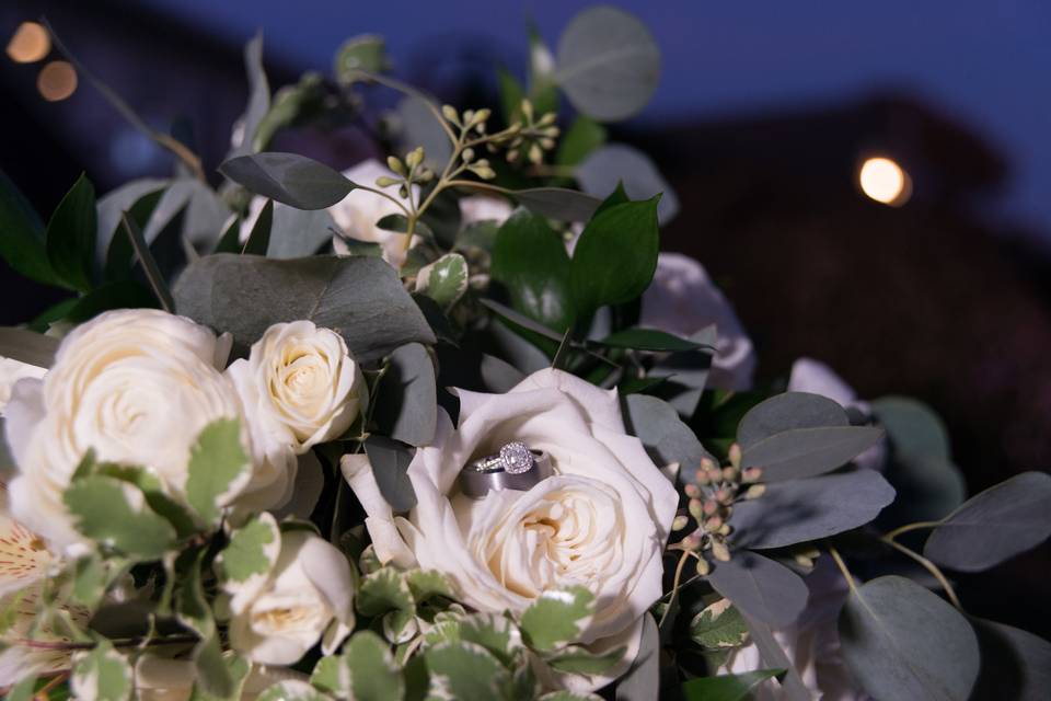 Wedding flowers and ring