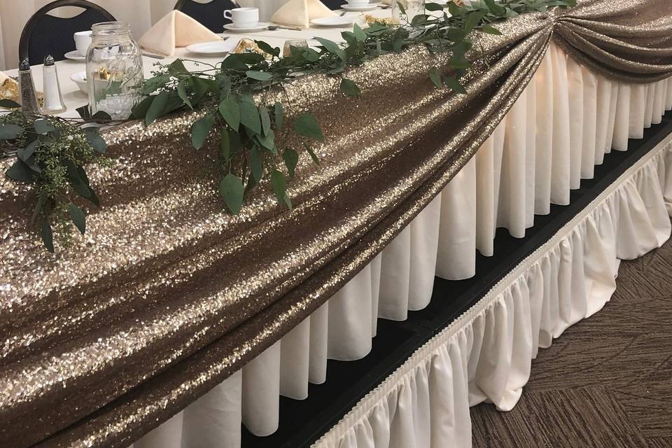 Ivory/gold sequin backdrop