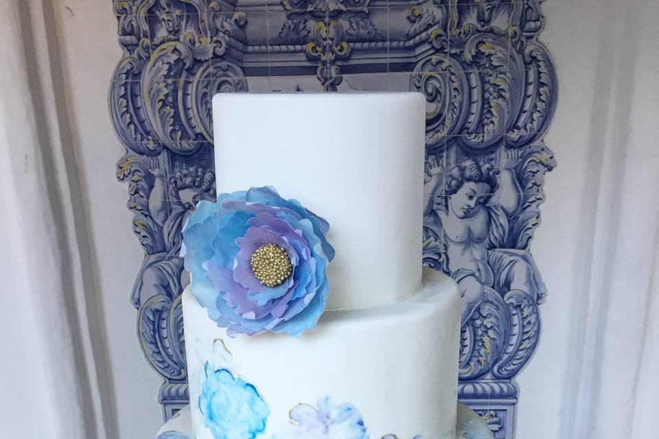 Painted floral cake