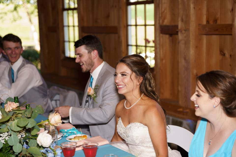 Happy Bride During toasts