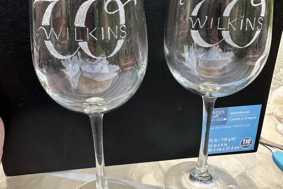 W monogram wine glass