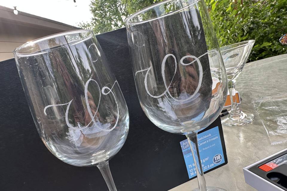 W monogram wine glass